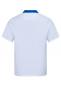 Preview: Das Bild zeigt ein kurzes, weißes T-Shirt von hinten. Der Kragen ist blau, der Stoff wirkt leicht und weich. Es hat keine weiteren Muster oder Aufdrucke.