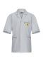 Preview: The image shows a light gray coat with short sleeves. It has a chest pocket and two side pockets. On the left side, there is a yellow logo.