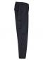 Preview: The image shows a dark, plain fabric pants in a side profile. It features a straight shape and a side pocket flap. The waistband is simply designed.