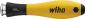 Preview: The image shows a screwdriver with an ergonomic, yellow handle. The handle has a black rubber surface that provides better grip. At the top end, there is a metal tip.