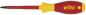 Preview: The image shows a red screwdriver with a yellow handle. The handle has an ergonomic shape and bears the logo "wiha". The tip of the screwdriver is black and pointed.