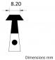 Preview: The image displays a technical drawing with a measurement of 8.20 mm. It features a narrow shape extending upwards, with a black area and a round black dot at the bottom.
