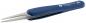 Preview: The image shows a pointed tweezer with a blue, ergonomic plastic handle and two narrow, metallic tips that are used for gripping fine objects.