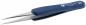 Preview: The image displays a small pair of scissors with two long, narrow blades and an ergonomic, blue handle. Ideal for precise cutting tasks, such as crafting or sewing.