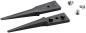 Preview: The image shows two black, pointed metal parts that look like blades, along with two small silver screws. The parts are flat and each has two indentations.