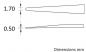 Preview: The image shows two rectangles of different sizes. The upper one is 1.70 mm thick and tapers to a point, the lower one is 0.50 mm thick and also tapers. Both are simply sketched.
