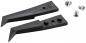 Preview: The image shows two black metal parts that taper to a point, as well as two silver screws. Each part has two small holes and they may be tools or fasteners.