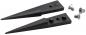 Preview: The image shows two sharp, black wedges that taper to a point at the ends. Next to the wedges are three silver screws.