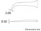 Preview: The image displays a technical drawing of an object with two dimensions: 2.00 mm and 0.50 mm. It features a curved and a straight shape, with clear lines and measurements.