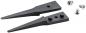 Preview: The image shows two black, pointed pieces with a flat base, shaped like nails, as well as two silver screws. These parts could be used for a connection or fastening.