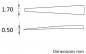 Preview: The image shows two elongated objects of different widths. On the left is a thinner end measuring 1.70 mm and on the right an even narrower end measuring 0.50 mm. Both are depicted in a stylized manner.
