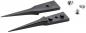 Preview: The image shows two black pointed metal pieces, shaped like hooks, each with two indentations. Next to them are two small, round, silver screws.