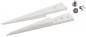 Preview: The image shows two elongated, pointed objects made of white material, shaped like wedges. Next to them are two screws, one with a Phillips head and one with a crowned head.