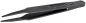 Preview: The image shows a black tweezer with two narrow, pointed tips. It has a slightly curved shape and a non-slip surface on the handle for better grip.