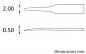 Preview: The image shows two thin, elongated shapes of different widths: the top one is 2.00 mm wide, the bottom one is 0.50 mm wide. Both are sketched in a technical style.