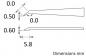 Preview: The image displays technical drawings of an object with dimensions in millimeters. There are two views, one with narrow edges and one with a rounded end. Dimensions are schematically provided.