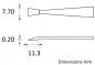 Preview: The image displays technical drawings of two tool shapes with dimensions in millimeters: a conical tip (7.70 mm) and a flat edge (11.3 mm, 0.20 mm thick).