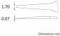 Preview: The image displays a technical drawing with two described objects. The upper one has a width of 1.70 mm and the lower one a width of 0.07 mm. Both are elongated and taper to a point.