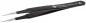 Preview: The image shows a black tweezer with sharp, fine tips. It has a smooth surface and a simple design, ideal for gripping small objects.