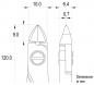 Preview: The image displays technical drawings of two objects in side view. It includes dimensions in millimeters, including lengths and diameters, as well as a scale.