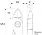 Preview: The image displays a technical drawing of an object viewed from the side and the top. Dimensions in millimeters for width and height are indicated.