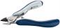 Preview: The picture shows a small, handy pair of pliers with gray and blue rubber grips. The cutting edge is sharp, and the pliers have a metal coating. Ideal for precise cutting.