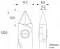 Preview: The image displays technical drawings of an object with dimensions in millimeters: An elongated part with pointed ends, lateral circles, and specific dimensions, including 125 mm.