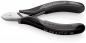 Preview: The image shows a side-closed pliers with short, pointed cutting edges. The handles are black with a smooth surface. The pliers belong to the Knipex brand.