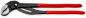 Preview: The image shows a black pipe wrench with a red, non-slip grip. The wrench has an adjustable head with serrated edges for gripping pipes and other objects.