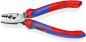 Preview: The image shows a red and blue pliers with ridged handles. The pliers have a flat, metallic tip and are suitable for gripping and cutting wires.