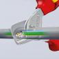 Preview: The image shows a high-quality cutting pliers severing a cable. The pliers have red handles and a silver blade cutting the cable in the middle.