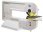 Preview: The image shows a machine labeling device in a modern, sleek design. It is predominantly white with a yellow trim circle and a control panel with switches.