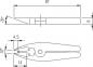 Preview: The image displays a technical drawing of a tool, likely a pair of pliers. It features a pointed and a broad side, with specified dimensions and angles.