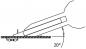 Preview: The image shows a schematic representation of a tool that points at an angle of 20 degrees towards a surface. Lines and a small vertical mark are visible, which clarify the angle.