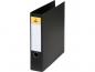 Preview: The image shows a black folder that is standing upright. It has a yellow label area on the front and a central opening on the side. The folder appears sturdy and functional.
