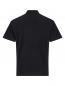 Preview: The image shows a simple, black polo shirt from the back. It has short sleeves and a classic collar, with no printed designs or embellishments.