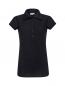 Preview: The image shows a black polo shirt with short sleeves and a classic collar. It features a full-length button placket at the front. The material appears light and textured.