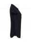 Preview: The image shows a black polo shirt from the side view. It has short sleeves, a small collar, and a straight fit with a slightly rounded hem.