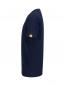 Preview: The image shows a dark blue T-shirt in side view. It has short sleeves and a round neckline. There is a small, yellow logo on one sleeve.