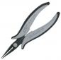 Preview: The image shows a small pair of pliers with long, narrow tips and ergonomically shaped, gray and black handles. It is suitable for precise tasks.