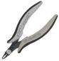 Preview: The image shows a pair of pliers with ergonomic handles. The handles are gray with black rubber inserts. The plier jaws are narrow and have a sharp cutting edge, suitable for cutting.