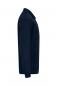Preview: The image shows a dark blue sweater in profile. It has long sleeves and a collar. The fabric appears smooth, and the sweater is form-fitting.