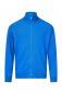 Preview: Das Bild zeigt eine knallblaue Jacke mit einem kurzen Stehkragen. Sie hat einen durchgehenden Reißverschluss und ist in einem sportlichen Stil gehalten. Die Ärmel sind lang und der Stoff wirkt weich.