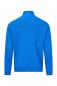 Preview: Das Bild zeigt einen blauen Pullover mit Stehkragen, der aus einem strukturierten Material besteht. Die Rückansicht zeigt lange Ärmel und einen schlichten, modernen Schnitt.