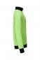 Preview: The image displays a bright green sweatshirt with a high, black collar. The sleeves are also black, and there is a side pocket. The cut is sporty and modern.