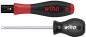 Preview: The image shows two screwdrivers. The top one has an ergonomic handle in black and red, the bottom one is entirely black with a round handle. Both are from the brand Wiha.