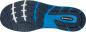 Preview: The image shows the sole of a sports shoe. It is predominantly black with blue and white details. The sole has a textured tread for better grip and slip resistance.