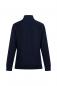 Preview: The image displays a dark blue sweater with a high collar and long sleeves. The back view is visible, and the fabric has a textured surface.