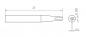 Preview: The image displays a technical drawing of a narrow object with a length of 23 mm. It has a pointed shape and a round opening with a diameter of 0.8 mm and a depth of 0.4 mm.
