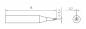 Preview: The image displays a technical drawing of an object with a length of 18 mm, a pointed shape, and an opening of 0.4 mm. It has a round cross-section with a diameter of 0.2 mm.